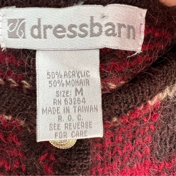 Vintage Dressbarn Mohair Blend Golden Button Up Cardigan Sz M Plaid Academia - Picture 7 of 9